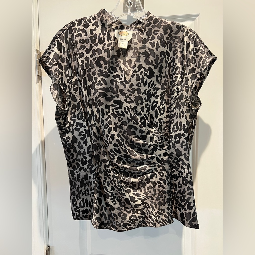 Talbots pure silk silver/black blouse
